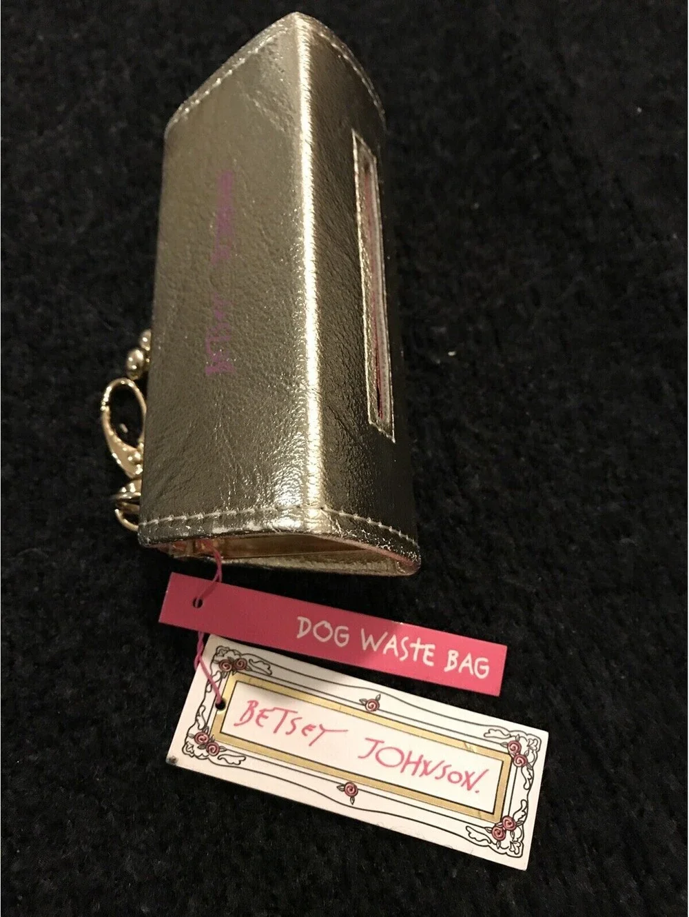 Betsey Johnson Dog Collar And Gold Dog Waste Bag NWT! M1294
